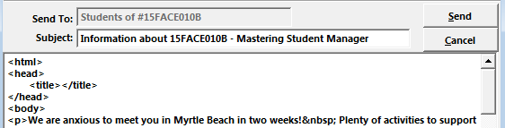 Paste into Student Manager Email field
